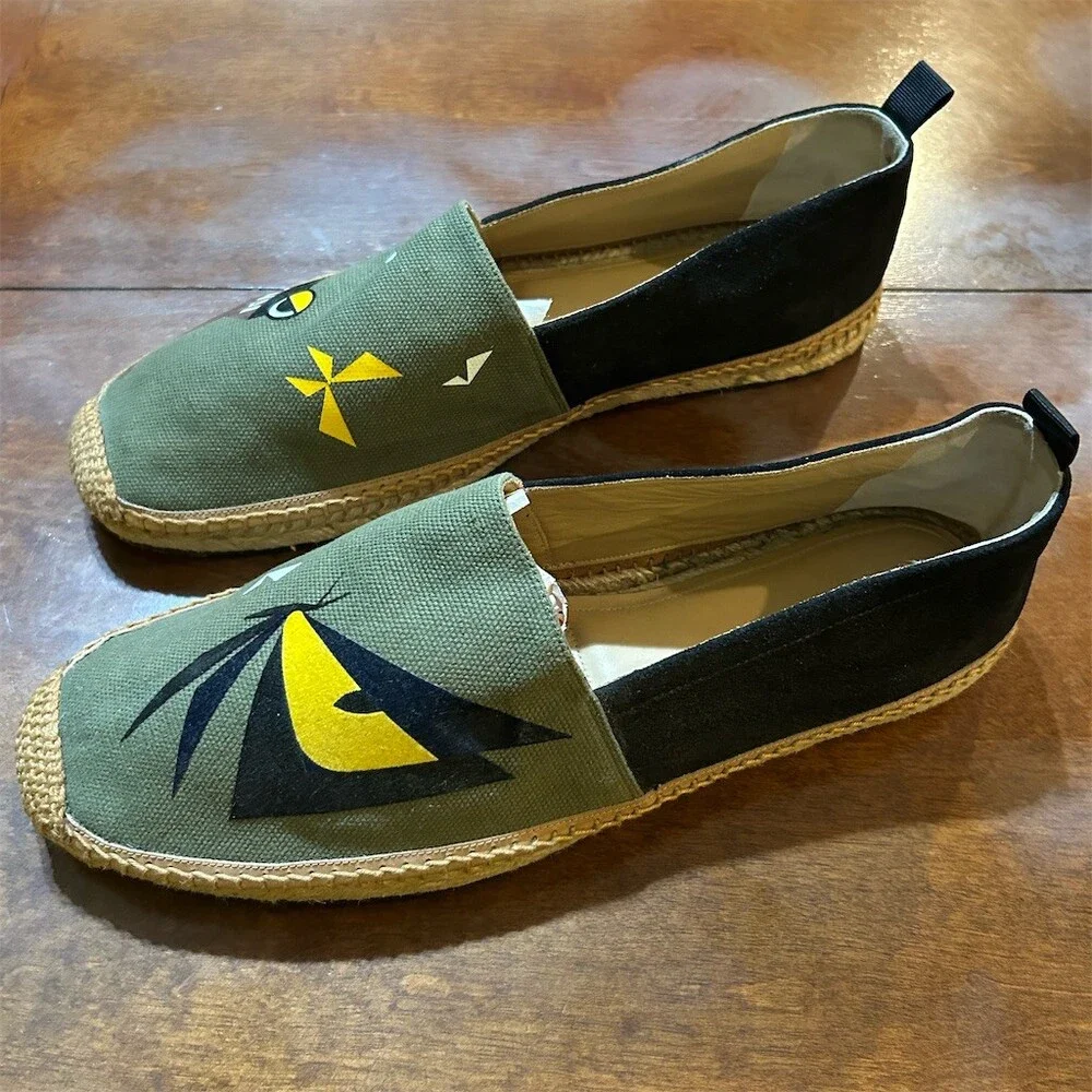 Fendi Bag Bugs Monster Eyes Men's Espadrille Slip-On Shoes Multicolor 10